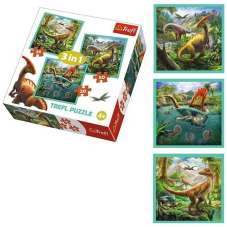 Puzzle 3w1 - Świat dinozaurów